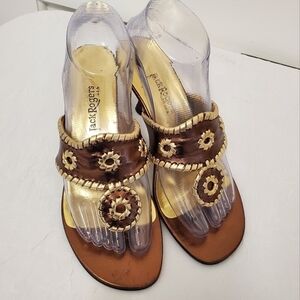Jack Rogers Brown and Gold Sandals